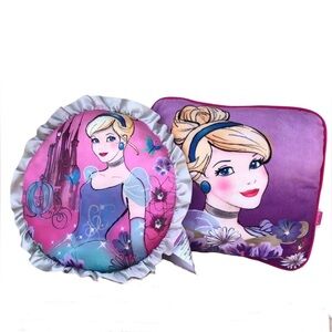 Disney Princess Cinderella Set Of 2 Pink Purple Decorative Throw Pillows